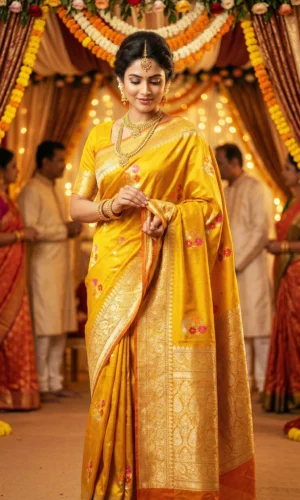 Pure Katan Gold Banarasi Silk Saree