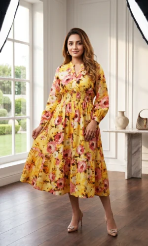 Woman Jute Cotton Rose Printed unic