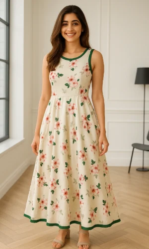 Woman Silk Soft Feathery Fabric Silk Dress