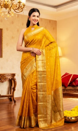 Pure Handloom Chanderi Saree with Zari Gold