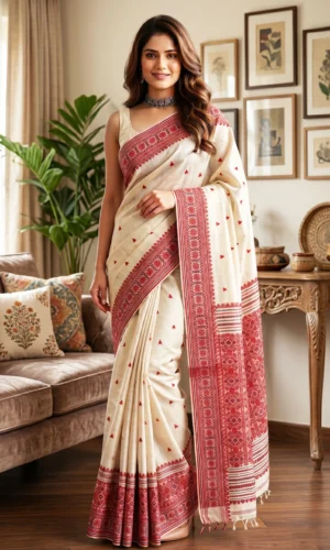Assam Khadi Cotton  Saree