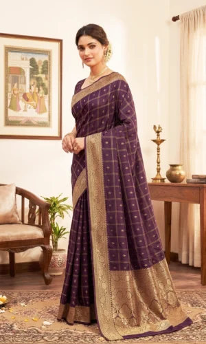 Chiffon Banarsi Pure Handloom Kaduwa Blue Colour Saree