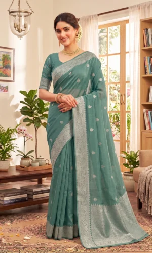 Chiffon Banarsi Pure Handloom Kaduwa Light Green Colour Saree (Copy)