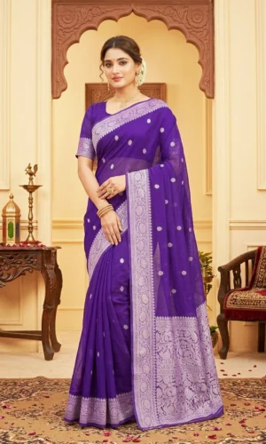 Chiffon Banarsi Pure Handloom Kaduwa Saree