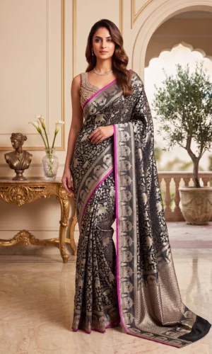 Pure Katan Silk Banarasi Saree with Gold Zari